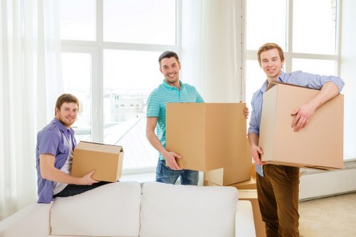 Packed boxes and furniture prepared for small removals